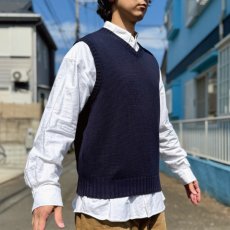 画像16: 「Polo by Ralph Lauren (ポロラルフローレン)」90s 00s 10s Lサイズ コットン ネイビー ポニー刺繍 ローゲージ ニット ベスト (16)