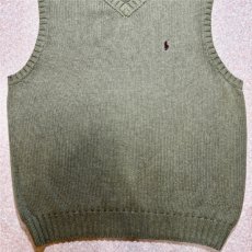 画像5: 「Polo by Ralph Lauren (ポロラルフローレン)」90s 00s 10s Lサイズ コットン オリーブ ポニー刺繍 ローゲージ ニット ベスト (5)