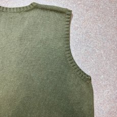 画像12: 「Polo by Ralph Lauren (ポロラルフローレン)」90s 00s 10s Lサイズ コットン オリーブ ポニー刺繍 ローゲージ ニット ベスト (12)