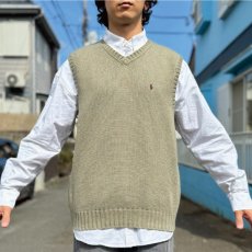 画像15: 「Polo by Ralph Lauren (ポロラルフローレン)」90s 00s 10s Lサイズ コットン オリーブ ポニー刺繍 ローゲージ ニット ベスト (15)
