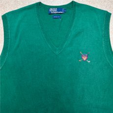 画像3: 「Polo by Ralph Lauren (ポロラルフローレン)」90s 00s 10s Lサイズ コットン グリーン ゴルフ エンブレム刺繍 ニット ベスト (3)