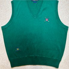 画像5: 「Polo by Ralph Lauren (ポロラルフローレン)」90s 00s 10s Lサイズ コットン グリーン ゴルフ エンブレム刺繍 ニット ベスト (5)