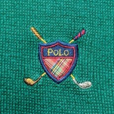 画像7: 「Polo by Ralph Lauren (ポロラルフローレン)」90s 00s 10s Lサイズ コットン グリーン ゴルフ エンブレム刺繍 ニット ベスト (7)
