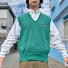 画像16: 「Polo by Ralph Lauren (ポロラルフローレン)」90s 00s 10s Lサイズ コットン グリーン ゴルフ エンブレム刺繍 ニット ベスト (16)