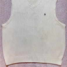 画像5: 「Polo by Ralph Lauren (ポロラルフローレン)」90s 00s 10s XLサイズ コットン オフホワイト ポニー刺繍 ローゲージ ニット ベスト (5)
