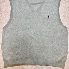 画像5: 「Polo by Ralph Lauren (ポロラルフローレン)」90s 00s 10s XLサイズ ピマコットン ライトグレー ポニー刺繍 ニット ベスト (5)