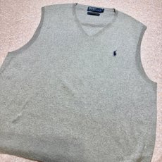 画像14: 「Polo by Ralph Lauren (ポロラルフローレン)」90s 00s 10s XLサイズ ピマコットン ライトグレー ポニー刺繍 ニット ベスト (14)