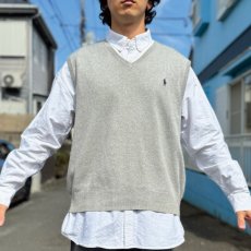 画像15: 「Polo by Ralph Lauren (ポロラルフローレン)」90s 00s 10s XLサイズ ピマコットン ライトグレー ポニー刺繍 ニット ベスト (15)
