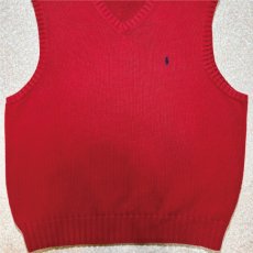 画像5: 「Polo by Ralph Lauren (ポロラルフローレン)」90s 00s 10s XLサイズ コットン レッド ポニー刺繍 ローゲージ ニット ベスト (5)