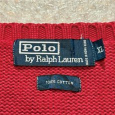 画像6: 「Polo by Ralph Lauren (ポロラルフローレン)」90s 00s 10s XLサイズ コットン レッド ポニー刺繍 ローゲージ ニット ベスト (6)