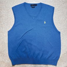 画像1: 「POLO RALPH LAUREN(ポロラルフローレン)」10s 20s Lサイズ ピマコットン ロイヤルブルー ポニー刺繍 ニット ベスト (1)