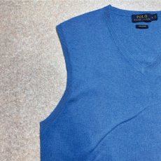 画像2: 「POLO RALPH LAUREN(ポロラルフローレン)」10s 20s Lサイズ ピマコットン ロイヤルブルー ポニー刺繍 ニット ベスト (2)