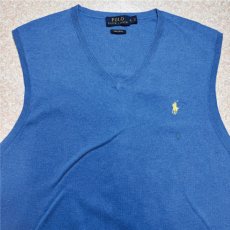 画像3: 「POLO RALPH LAUREN(ポロラルフローレン)」10s 20s Lサイズ ピマコットン ロイヤルブルー ポニー刺繍 ニット ベスト (3)