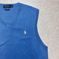 画像4: 「POLO RALPH LAUREN(ポロラルフローレン)」10s 20s Lサイズ ピマコットン ロイヤルブルー ポニー刺繍 ニット ベスト (4)