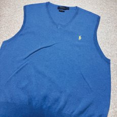 画像16: 「POLO RALPH LAUREN(ポロラルフローレン)」10s 20s Lサイズ ピマコットン ロイヤルブルー ポニー刺繍 ニット ベスト (16)