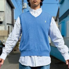 画像17: 「POLO RALPH LAUREN(ポロラルフローレン)」10s 20s Lサイズ ピマコットン ロイヤルブルー ポニー刺繍 ニット ベスト (17)