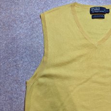 画像2: 「Polo by Ralph Lauren (ポロラルフローレン)」90s 00s 10s XLサイズ ピマコットン イエロー ポニー刺繍 ニット ベスト (2)