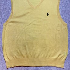 画像5: 「Polo by Ralph Lauren (ポロラルフローレン)」90s 00s 10s XLサイズ ピマコットン イエロー ポニー刺繍 ニット ベスト (5)