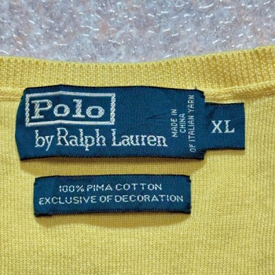 画像2: 「Polo by Ralph Lauren (ポロラルフローレン)」90s 00s 10s XLサイズ ピマコットン イエロー ポニー刺繍 ニット ベスト