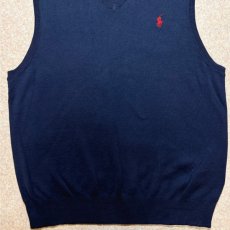 画像5: 「POLO RALPH LAUREN(ポロラルフローレン)」10s 20s LGサイズ ピマコットン ネイビー ポニー刺繍 ニット ベスト (5)
