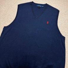 画像14: 「POLO RALPH LAUREN(ポロラルフローレン)」10s 20s LGサイズ ピマコットン ネイビー ポニー刺繍 ニット ベスト (14)