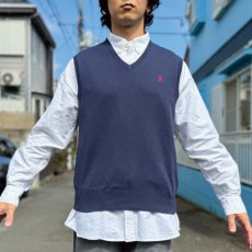 画像15: 「POLO RALPH LAUREN(ポロラルフローレン)」10s 20s LGサイズ ピマコットン ネイビー ポニー刺繍 ニット ベスト (15)