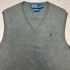 画像3: 「Polo by Ralph Lauren (ポロラルフローレン)」90s 00s 10s Mサイズ ピマコットン オリーブ ポニー刺繍 ニット ベスト (3)