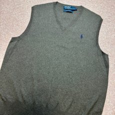 画像14: 「Polo by Ralph Lauren (ポロラルフローレン)」90s 00s 10s Mサイズ ピマコットン オリーブ ポニー刺繍 ニット ベスト (14)