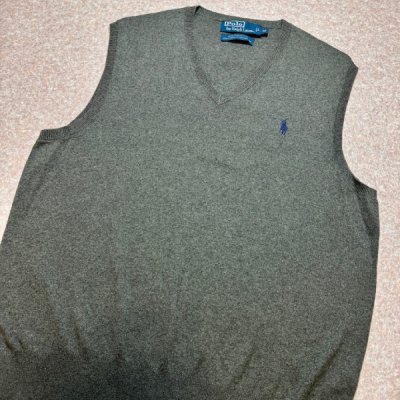 画像3: 「Polo by Ralph Lauren (ポロラルフローレン)」90s 00s 10s Mサイズ ピマコットン オリーブ ポニー刺繍 ニット ベスト