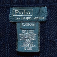 画像6: 「Polo by Ralph Lauren (ポロラルフローレン)」90s 00s 10s ボーイズ XL(18-20) M〜Lサイズ相当 コットン ネイビー ケーブル編み ポニー刺繍 ニット ベスト (6)