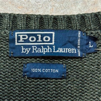 画像2: 「Polo by Ralph Lauren (ポロラルフローレン)」90s 00s 10s Lサイズ コットン チャコールグレー ポニー刺繍 ローゲージ ニット ベスト