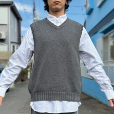 画像14: 「Polo by Ralph Lauren (ポロラルフローレン)」90s 00s 10s Lサイズ コットン チャコールグレー ポニー刺繍 ローゲージ ニット ベスト (14)
