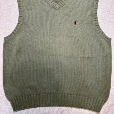 画像5: 「Polo by Ralph Lauren (ポロラルフローレン)」90s 00s 10s Lサイズ コットン オリーブ ポニー刺繍 ローゲージ ニット ベスト (5)