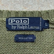 画像6: 「Polo by Ralph Lauren (ポロラルフローレン)」90s 00s 10s Lサイズ コットン オリーブ ポニー刺繍 ローゲージ ニット ベスト (6)