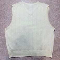 画像8: 「POLO GOLF RALPH LAUREN(ポロゴルフラルフローレン)」80s 90s Mサイズ USA製 コットン オフホワイト ポニー刺繍 ストライプ ニット ベスト (8)