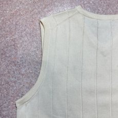 画像9: 「POLO GOLF RALPH LAUREN(ポロゴルフラルフローレン)」80s 90s Mサイズ USA製 コットン オフホワイト ポニー刺繍 ストライプ ニット ベスト (9)