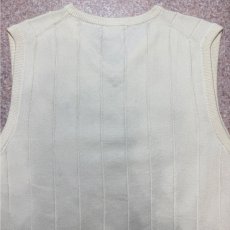 画像10: 「POLO GOLF RALPH LAUREN(ポロゴルフラルフローレン)」80s 90s Mサイズ USA製 コットン オフホワイト ポニー刺繍 ストライプ ニット ベスト (10)