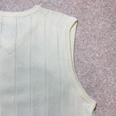 画像11: 「POLO GOLF RALPH LAUREN(ポロゴルフラルフローレン)」80s 90s Mサイズ USA製 コットン オフホワイト ポニー刺繍 ストライプ ニット ベスト (11)