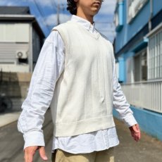 画像15: 「POLO GOLF RALPH LAUREN(ポロゴルフラルフローレン)」80s 90s Mサイズ USA製 コットン オフホワイト ポニー刺繍 ストライプ ニット ベスト (15)