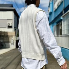 画像17: 「POLO GOLF RALPH LAUREN(ポロゴルフラルフローレン)」80s 90s Mサイズ USA製 コットン オフホワイト ポニー刺繍 ストライプ ニット ベスト (17)