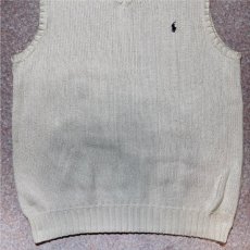 画像5: 「Polo by Ralph Lauren (ポロラルフローレン)」90s 00s 10s Mサイズ コットン オフホワイト ポニー刺繍 ローゲージ ニット ベスト (5)