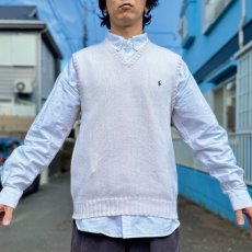 画像15: 「Polo by Ralph Lauren (ポロラルフローレン)」90s 00s 10s Mサイズ コットン オフホワイト ポニー刺繍 ローゲージ ニット ベスト (15)