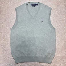 画像1: 「POLO RALPH LAUREN(ポロラルフローレン)」10s 20s SPサイズ ピマコットン ライトグレー ポニー刺繍 ニット ベスト (1)
