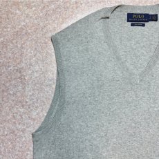 画像2: 「POLO RALPH LAUREN(ポロラルフローレン)」10s 20s SPサイズ ピマコットン ライトグレー ポニー刺繍 ニット ベスト (2)