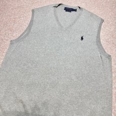 画像14: 「POLO RALPH LAUREN(ポロラルフローレン)」10s 20s SPサイズ ピマコットン ライトグレー ポニー刺繍 ニット ベスト (14)