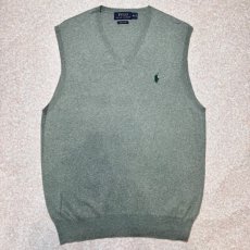 画像1: 「POLO RALPH LAUREN(ポロラルフローレン)」10s 20s Mサイズ ピマコットン ライトグレー ポニー刺繍 ニット ベスト (1)