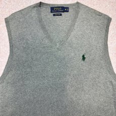 画像3: 「POLO RALPH LAUREN(ポロラルフローレン)」10s 20s Mサイズ ピマコットン ライトグレー ポニー刺繍 ニット ベスト (3)