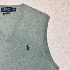 画像4: 「POLO RALPH LAUREN(ポロラルフローレン)」10s 20s Mサイズ ピマコットン ライトグレー ポニー刺繍 ニット ベスト (4)