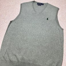 画像14: 「POLO RALPH LAUREN(ポロラルフローレン)」10s 20s Mサイズ ピマコットン ライトグレー ポニー刺繍 ニット ベスト (14)