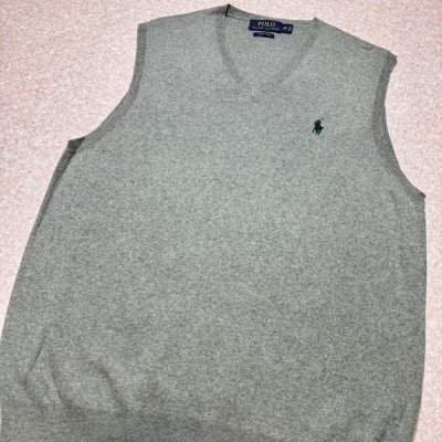 画像3: 「POLO RALPH LAUREN(ポロラルフローレン)」10s 20s Mサイズ ピマコットン ライトグレー ポニー刺繍 ニット ベスト